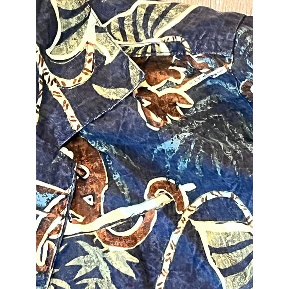 Tommy Bahama Monkey Leaf Print Blue Button Front Shirt Men’s M - Picture 3 of 6